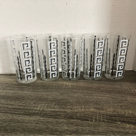 Vtg Libbey MCM Greek Key Highball Glasses - Picture 3 of 12